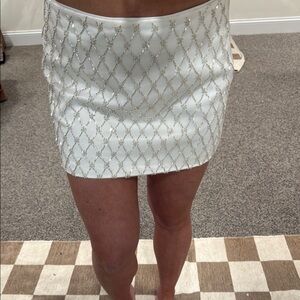 Elegant White Beaded Skirt